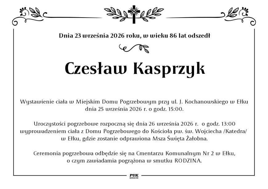 Czesław Kasprzyk - nekrolog